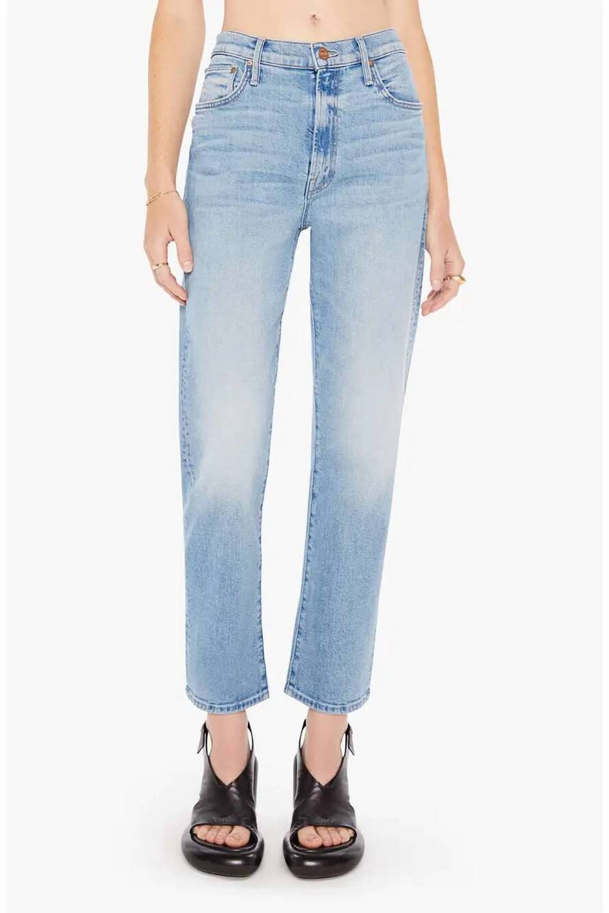 NEW MOTHER ditcher zip flood straight leg jeans in love on beat